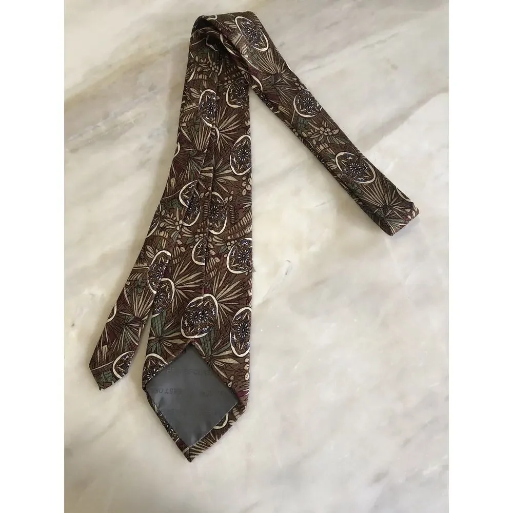 Robert Talbott Best of Class Men's Silk Tie Brown Tan Southwestern Tribal Tropic
